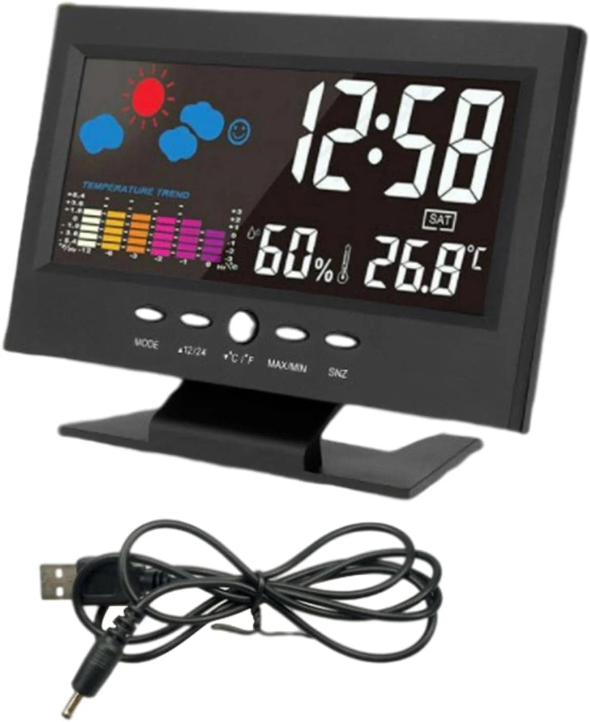 Large Display Alarm Clock Blue Screen Led Clock 1 pc Secondary image