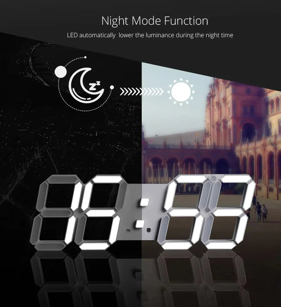 Acrylic Digital Wall Clock for Bedroom and Hall - Versatile Table/Wall Hanging Digital Clock with Clear LED Display, 5W x 5H Cm, Works on Electricity, (Works on Electricity Only