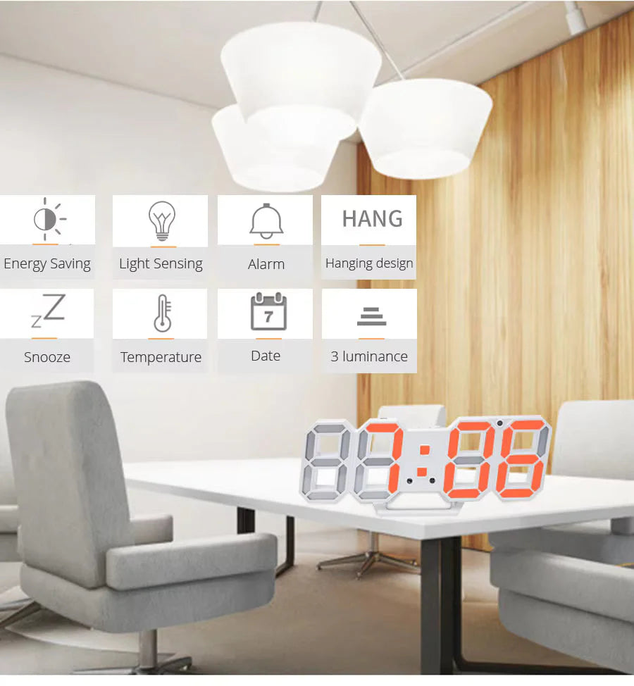 Acrylic Digital Wall Clock for Bedroom and Hall - Versatile Table/Wall Hanging Digital Clock with Clear LED Display, 5W x 5H Cm, Works on Electricity, (Works on Electricity Only