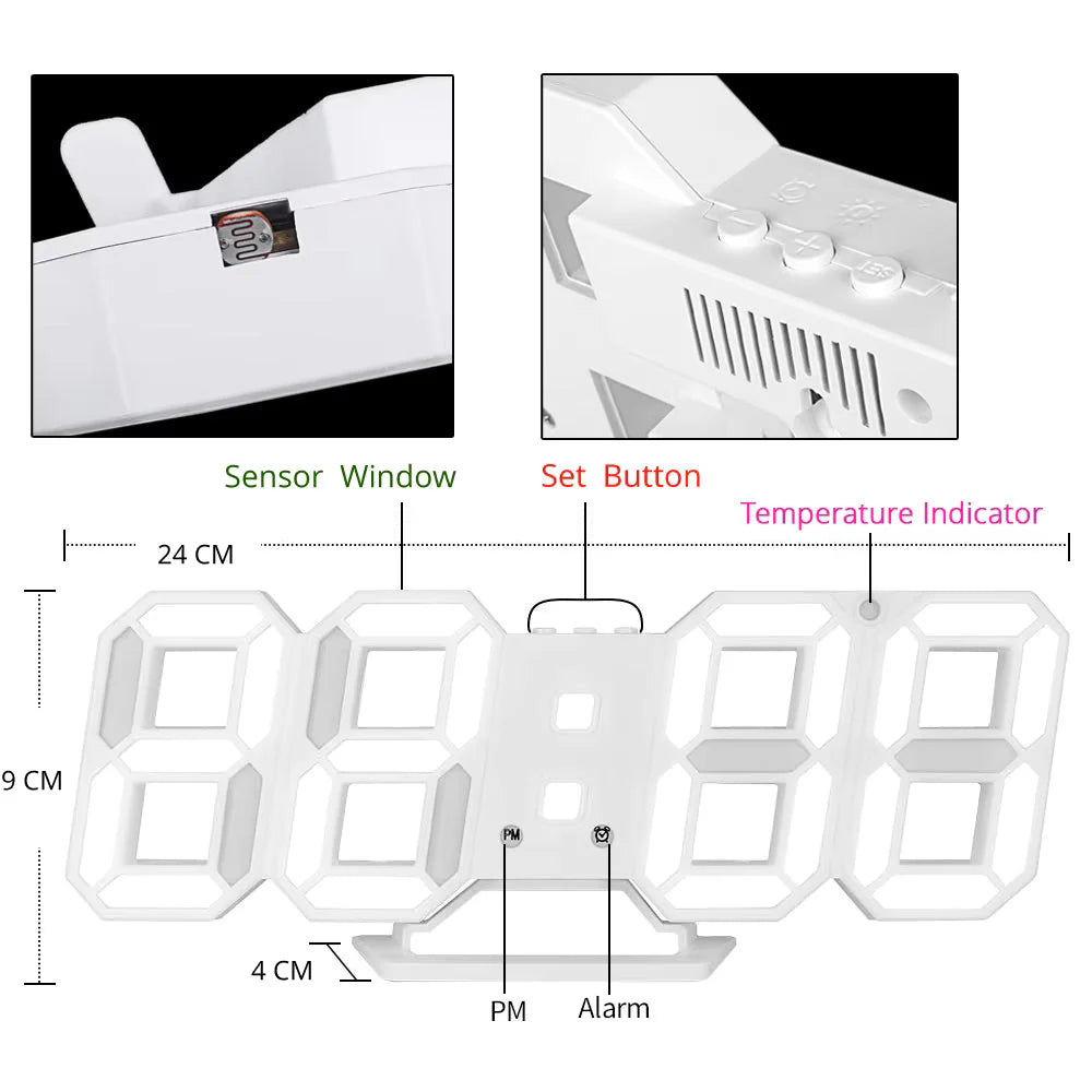 Acrylic Digital Wall Clock for Bedroom and Hall - Versatile Table/Wall Hanging Digital Clock with Clear LED Display, 5W x 5H Cm, Works on Electricity, (Works on Electricity Only