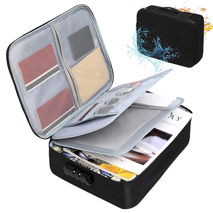 ZYOZ Large Document Organiser Bag,Travel Storage Bag, Certificate Storage Bag With Password Lock - Can Hold Bank Cards-Best For Home,Office,Travel, (Random Color). Main image
