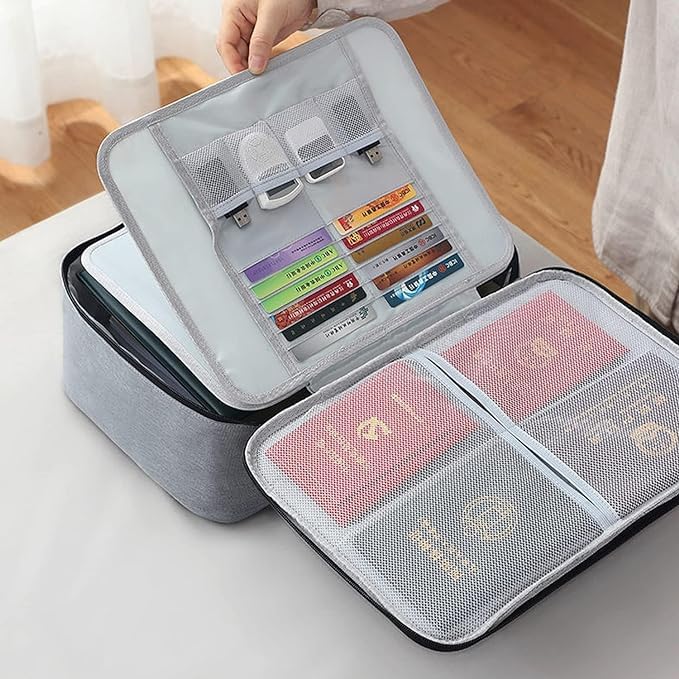 ZYOZ Large Document Organiser Bag,Travel Storage Bag, Certificate Storage Bag With Password Lock - Can Hold Bank Cards-Best For Home,Office,Travel, (Random Color). Secondary image