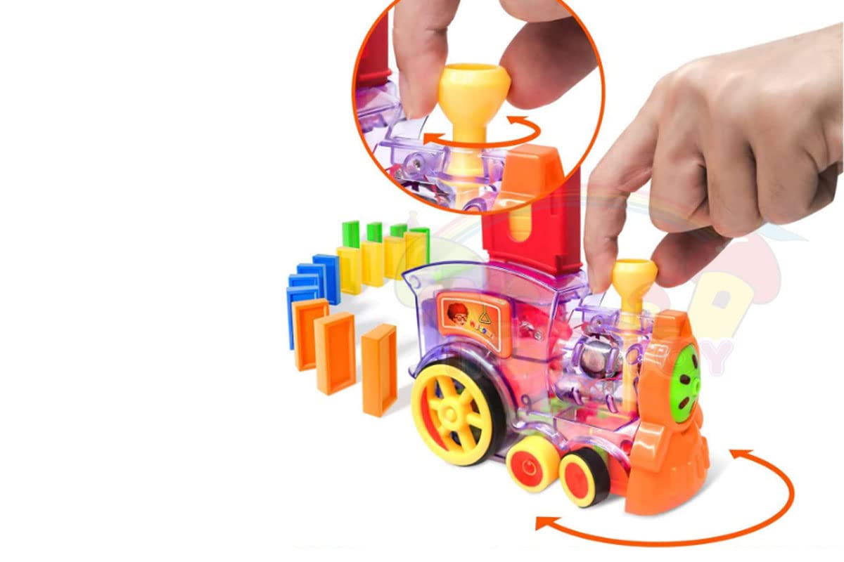 Domino Funny Train Mega Pack (60 pcs) | Automatic Domino Laying Train Set with Lights & Sounds