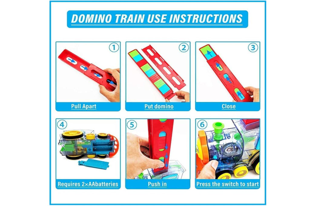 Domino Funny Train Mega Pack (60 pcs) | Automatic Domino Laying Train Set with Lights & Sounds