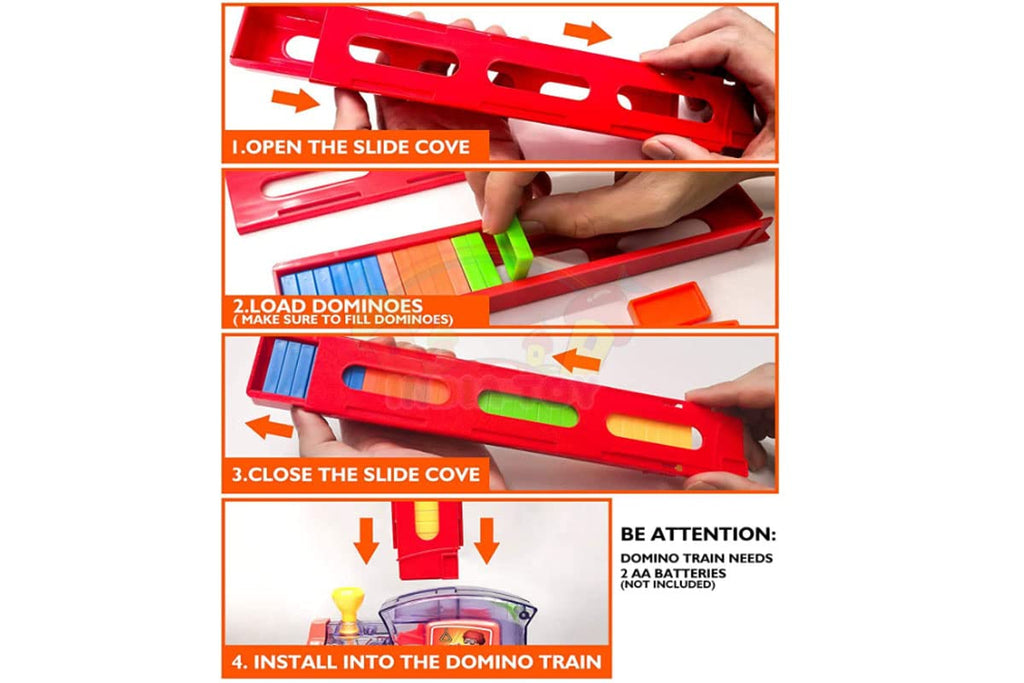 Domino Funny Train Mega Pack (60 pcs) | Automatic Domino Laying Train Set with Lights & Sounds
