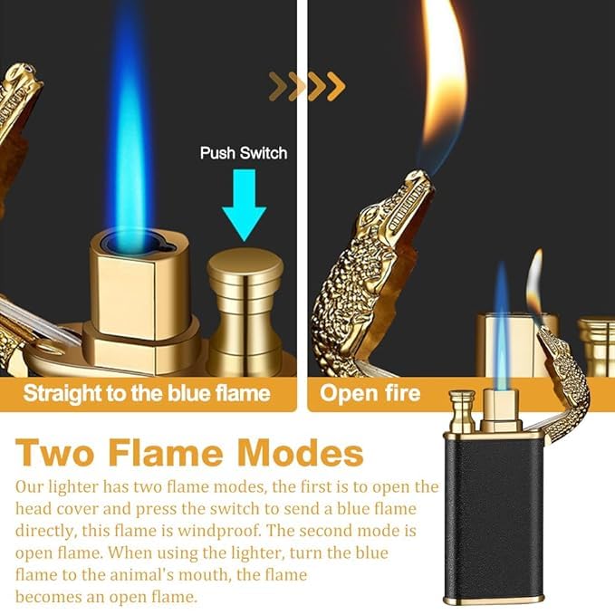 ZYOZ Double Flame Jet Lighter – Refillable, Dual Arc Design for Adventure, Cigar & Camping | Metal Torch with Blue Fire for Cool Lighting