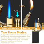 ZYOZ Double Flame Jet Lighter – Refillable, Dual Arc Design for Adventure, Cigar & Camping | Metal Torch with Blue Fire for Cool Lighting