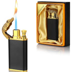 ZYOZ Double Flame Jet Lighter – Refillable, Dual Arc Design for Adventure, Cigar & Camping | Metal Torch with Blue Fire for Cool Lighting