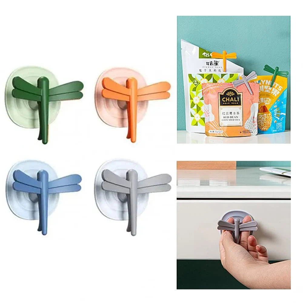 4Pcs Multi-Functional Self Adhesive Decorative Dragonfly Design Hooks For Hangings And More