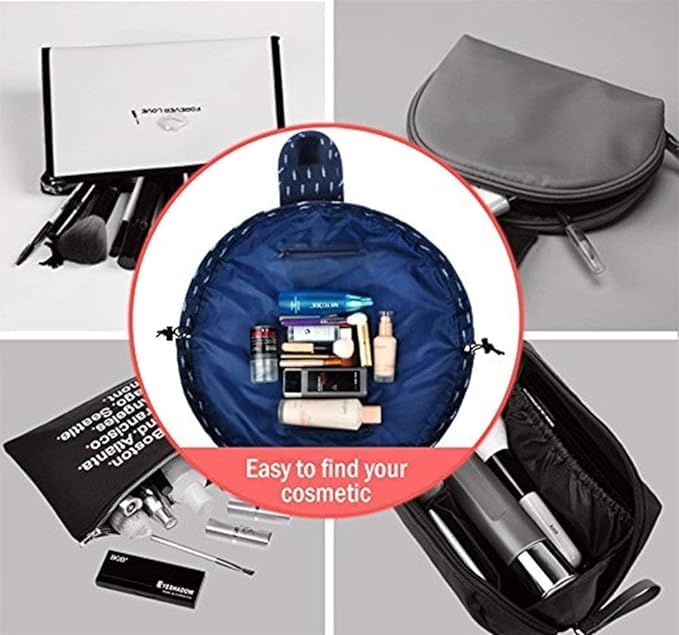 Women's Waterproof Travel Cosmetic Bag | Multifunction Portable Makeup & Toiletry Organizer with Drawstrings | Lazy Travel Storage Bag