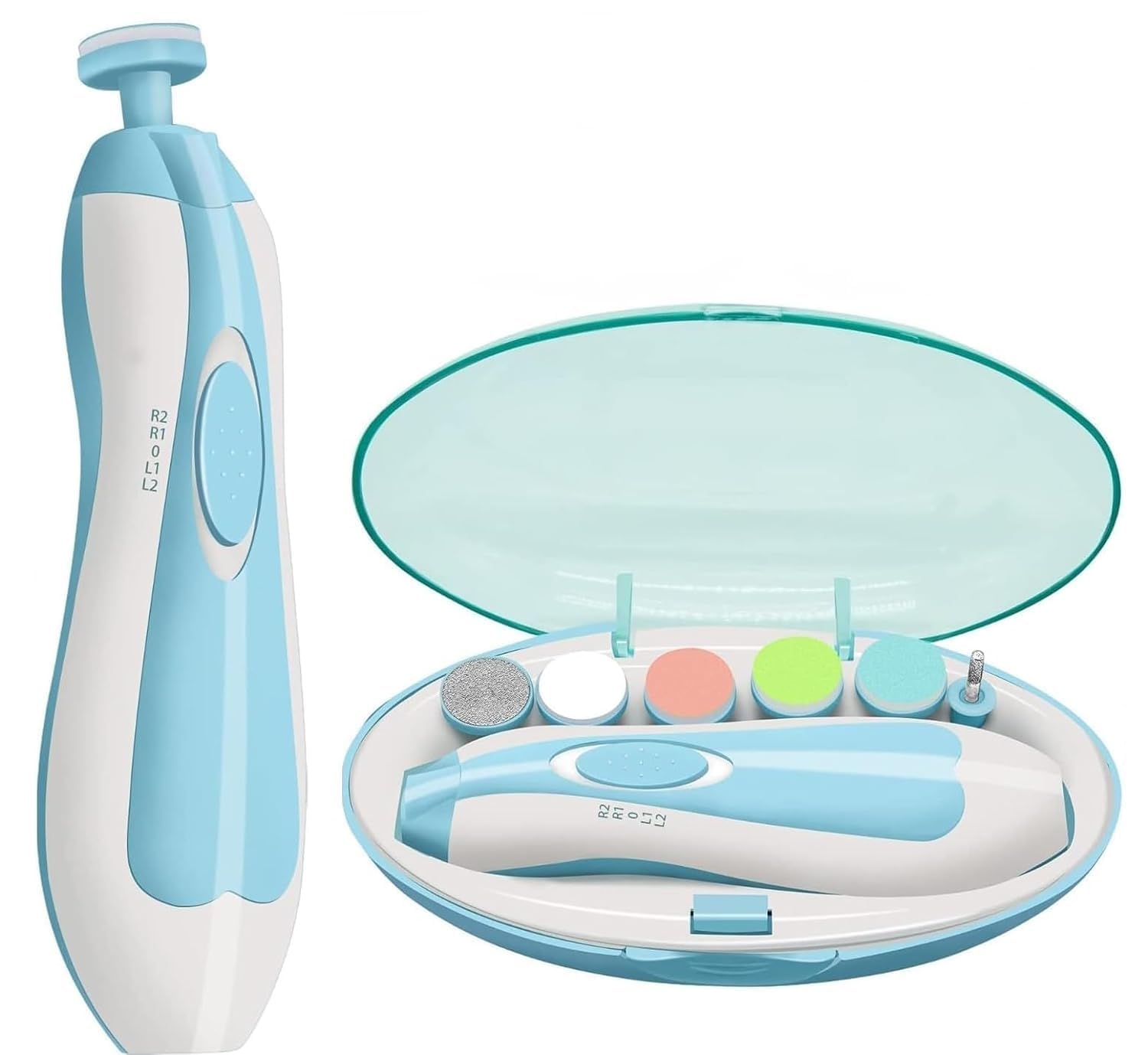 Baby Nail Trimmer New Born with Lights | Electric Baby Nail Cutter 0-6 Months with Multiple Filer Heads Adjustment | New Born Baby Products, Pack of 1 Main image