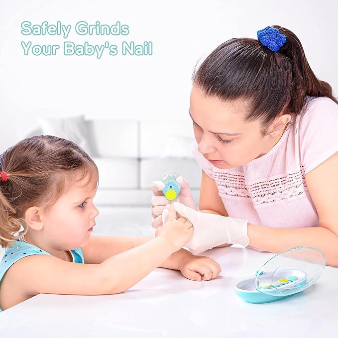 Baby Nail Trimmer New Born with Lights | Electric Baby Nail Cutter 0-6 Months with Multiple Filer Heads Adjustment | New Born Baby Products, Pack of 1