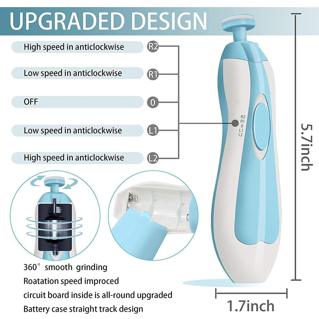 Baby Nail Trimmer New Born with Lights | Electric Baby Nail Cutter 0-6 Months with Multiple Filer Heads Adjustment | New Born Baby Products, Pack of 1
