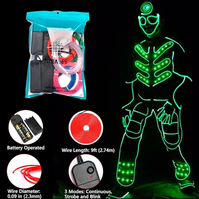 EL Wire 5M Neon Lights Noise Reduction Neon Glowing Wire For Parties, Halloween, DIY Decoration