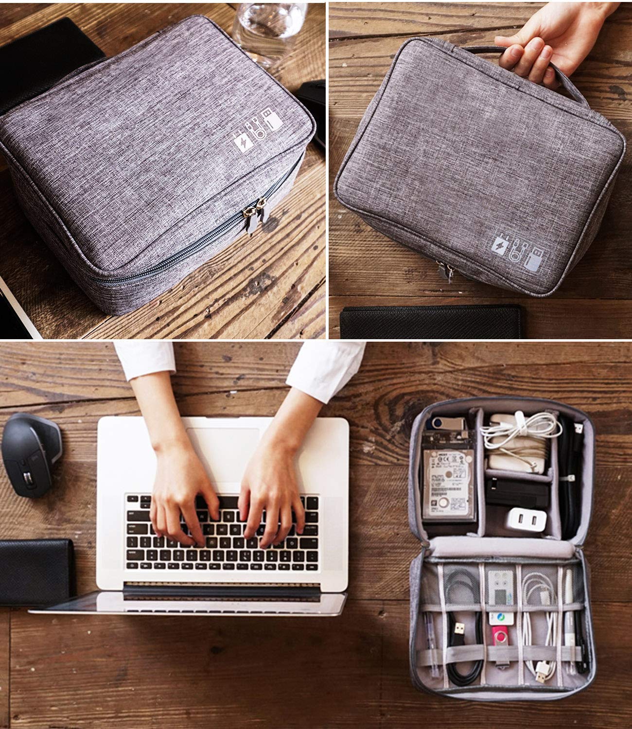 Universal Travel Digital Accessories Organizer Storage Case Pouch Bag for Electronic Gadgets,Camera, Portable Charger, Cables, Earphone, Power Bank, Hard Drive, SD Card Secondary image