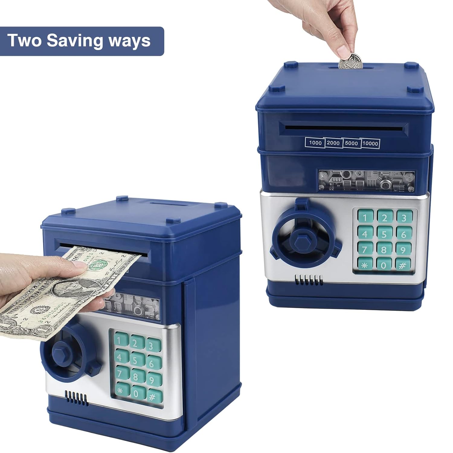 ZYOZ Piggy Bank Electronic Mini ATM for Kids Toy, Safe Money Saving Box Coin Banks Password Code Lock for Children, Boys Girls Ideal Gift Secondary image