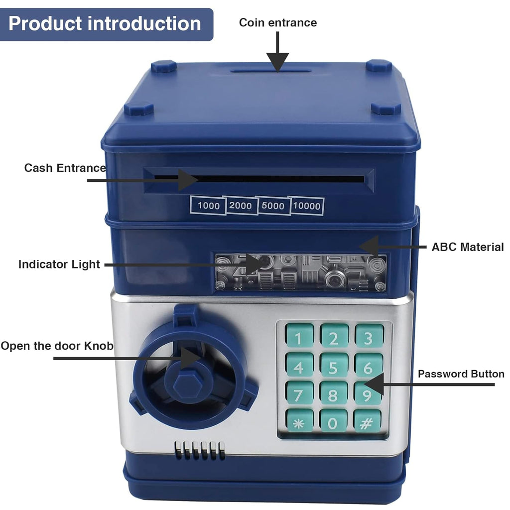 Piggy Bank Electronic Mini ATM for Kids Toy, Safe Money Saving Box Coin Banks Password Code Lock for Children, Boys Girls Ideal Gift