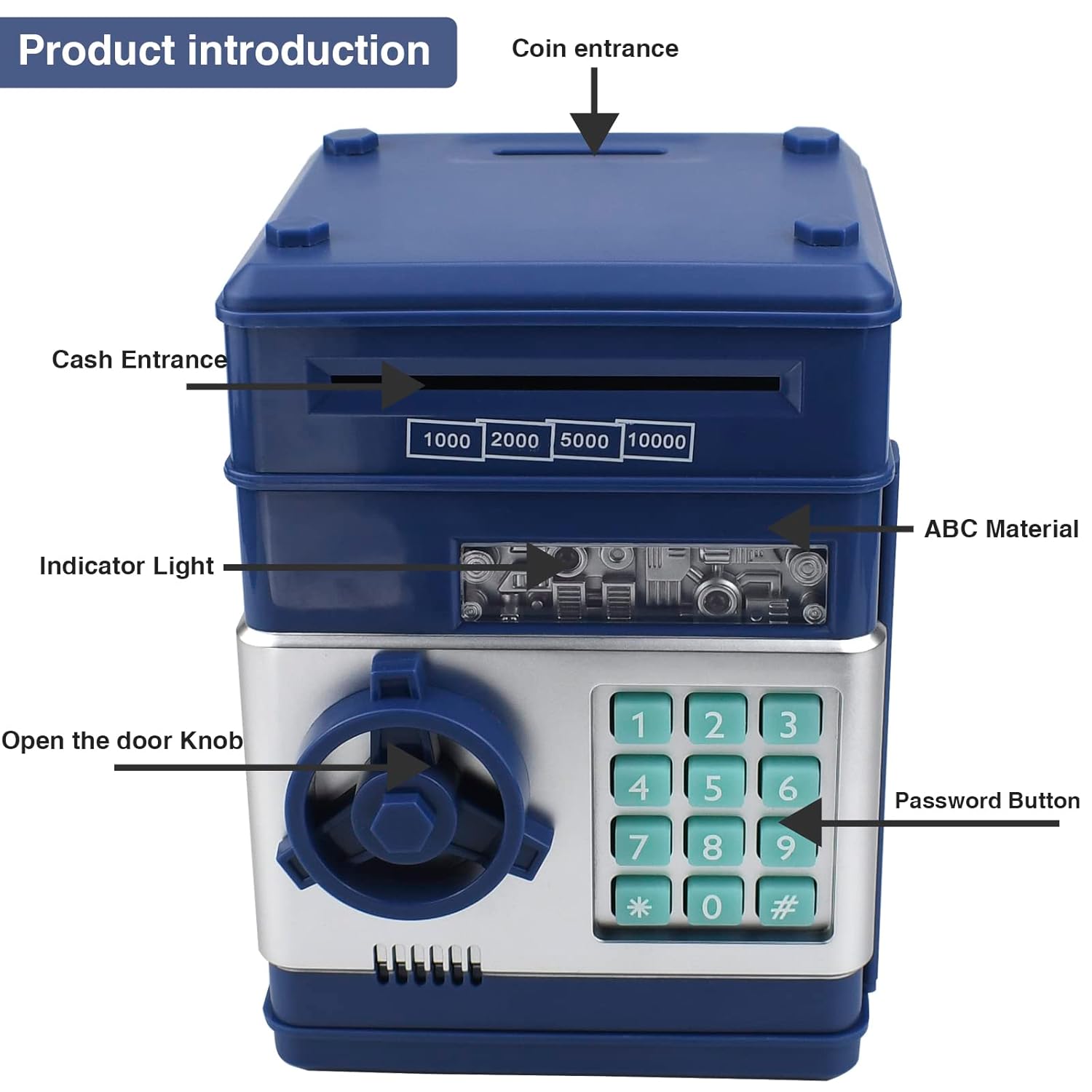Piggy Bank Electronic Mini ATM for Kids Toy, Safe Money Saving Box Coin Banks Password Code Lock for Children, Boys Girls Ideal Gift
