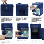 Piggy Bank Electronic Mini ATM for Kids Toy, Safe Money Saving Box Coin Banks Password Code Lock for Children, Boys Girls Ideal Gift