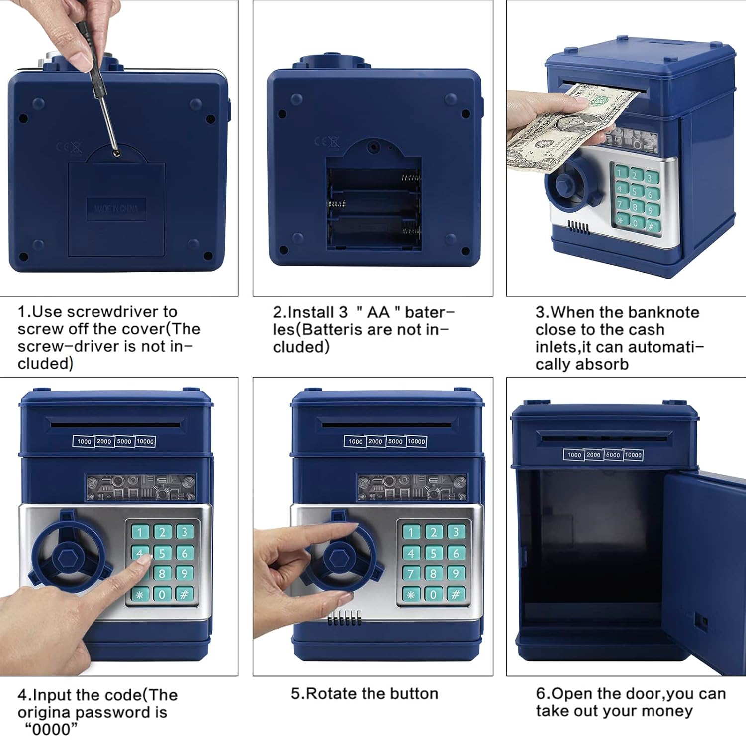 Piggy Bank Electronic Mini ATM for Kids Toy, Safe Money Saving Box Coin Banks Password Code Lock for Children, Boys Girls Ideal Gift