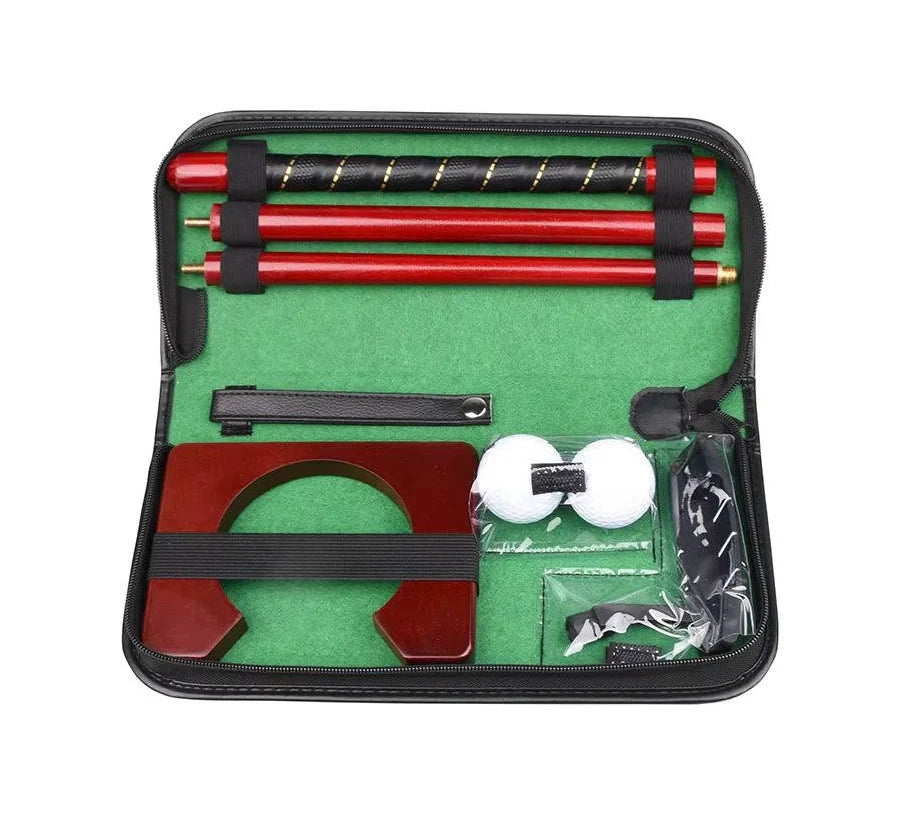 Executive Mini Golf Game – Wooden Desktop Golf Set with Travel Case for Office & Home Brown