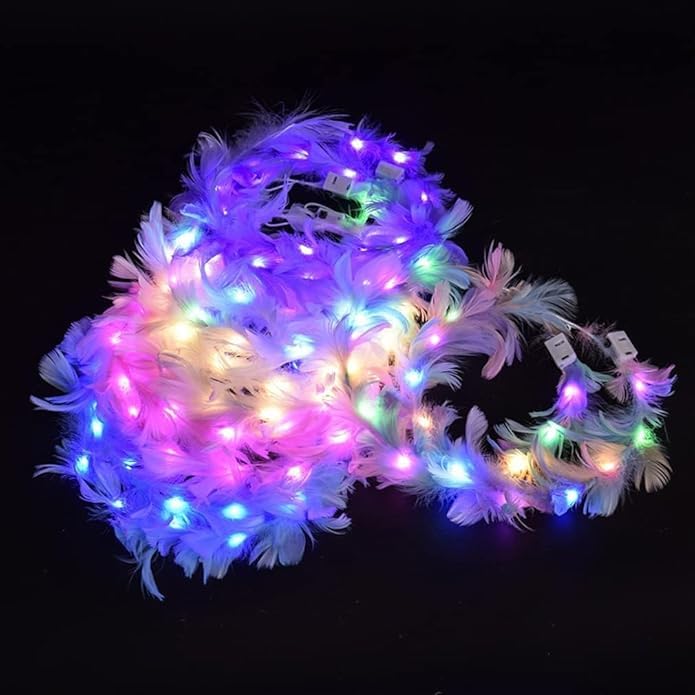 ZYOZ Feather Tiara Light Up LED Headbands Luminous
