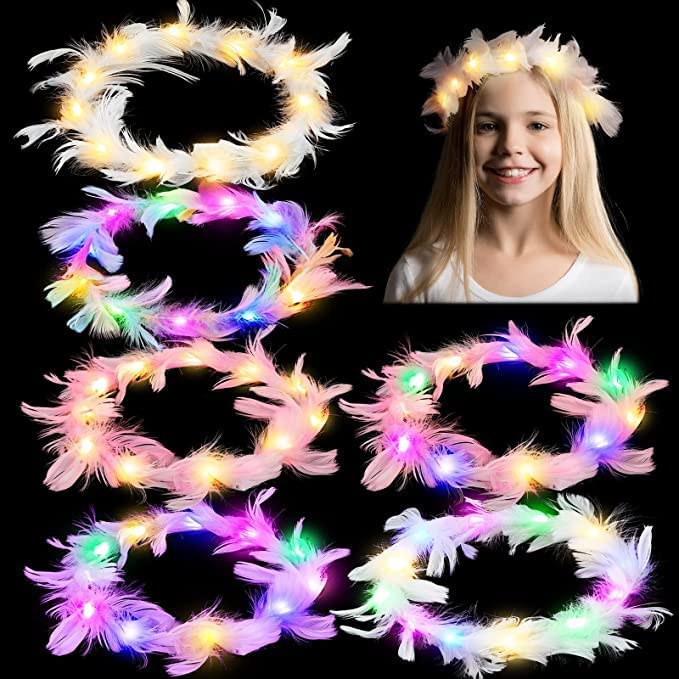 ZYOZ Feather Tiara Light Up LED Headbands Luminous