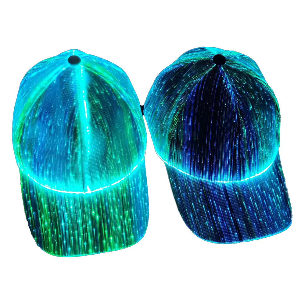 LED Hat Light up Baseball Cap 7 Colors Luminous LED Light Baseball Cap Flash Glow Hat Fiber Optic Cap for Men Women Glow in Dark Party Supplies