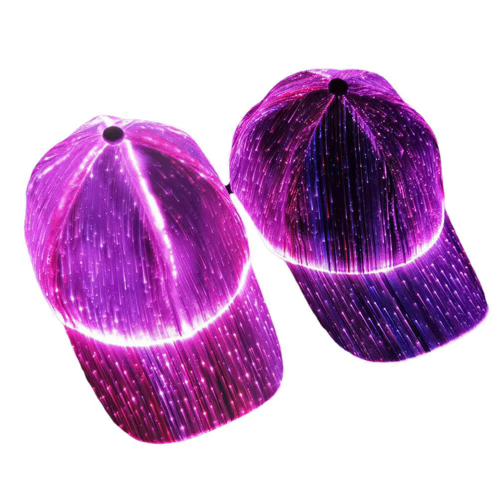 LED Hat Light up Baseball Cap 7 Colors Luminous LED Light Baseball Cap Flash Glow Hat Fiber Optic Cap for Men Women Glow in Dark Party Supplies