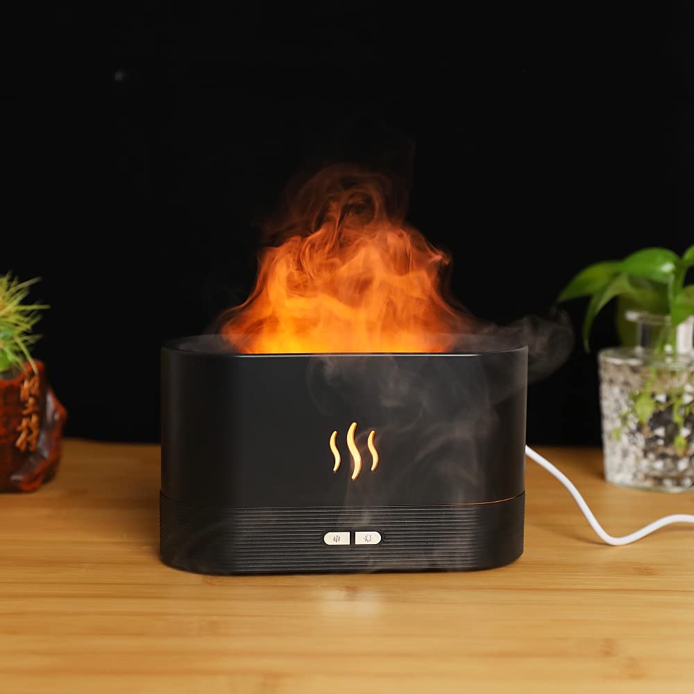 ZYOZ Aroma therapy Flame Light Quiet Mist Humidifiers Aroma Air Diffuser with Auto Shut-Off Protection Mini Flame Light Humidifier Abomination Auto Shut Off Night Light USB Humidifier Main image