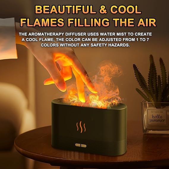 ZYOZ Aroma therapy Flame Light Quiet Mist Humidifiers Aroma Air Diffuser with Auto Shut-Off Protection Mini Flame Light Humidifier Abomination Auto Shut Off Night Light USB Humidifier Secondary image