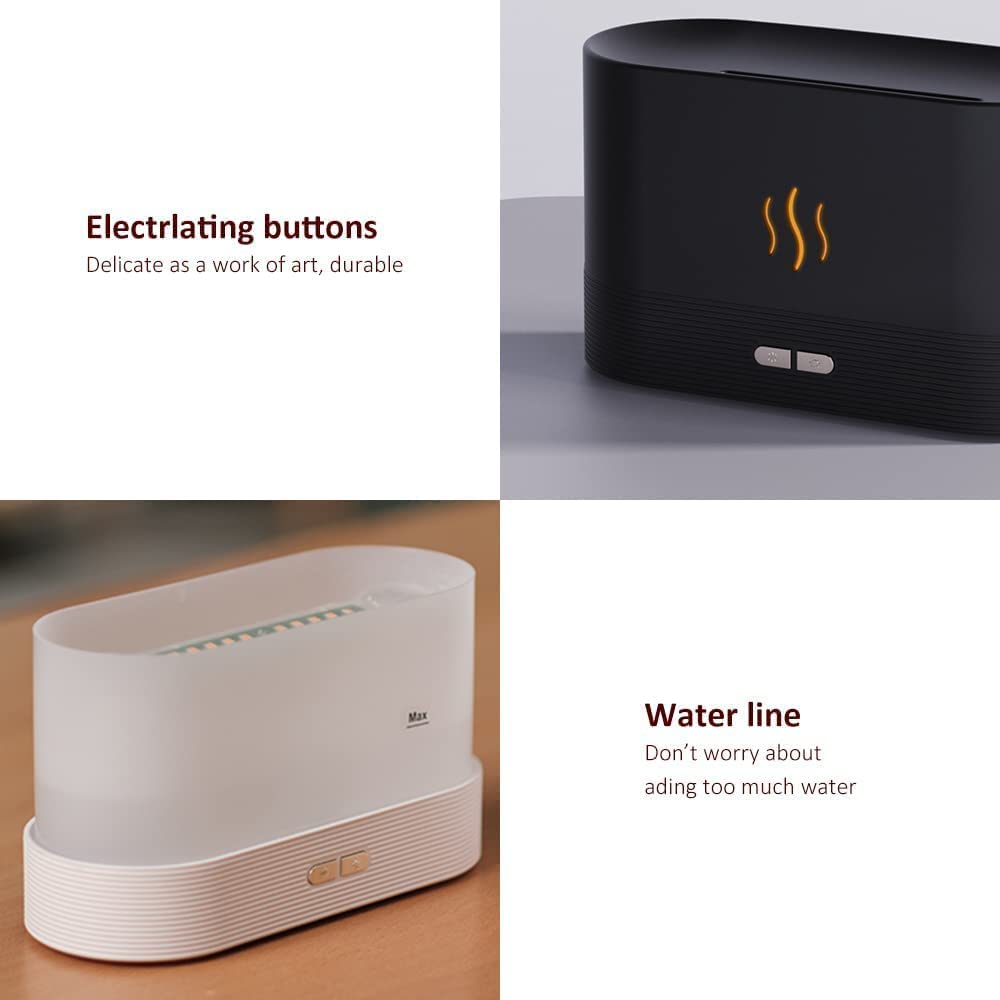 Aromatherapy Flame Light Quiet Mist Humidifiers Aroma Air Diffusers with Auto Shut-Off Protection Mini Flame Light Humidifier Atomization Auto Shut Off Night Light USB Humidifier