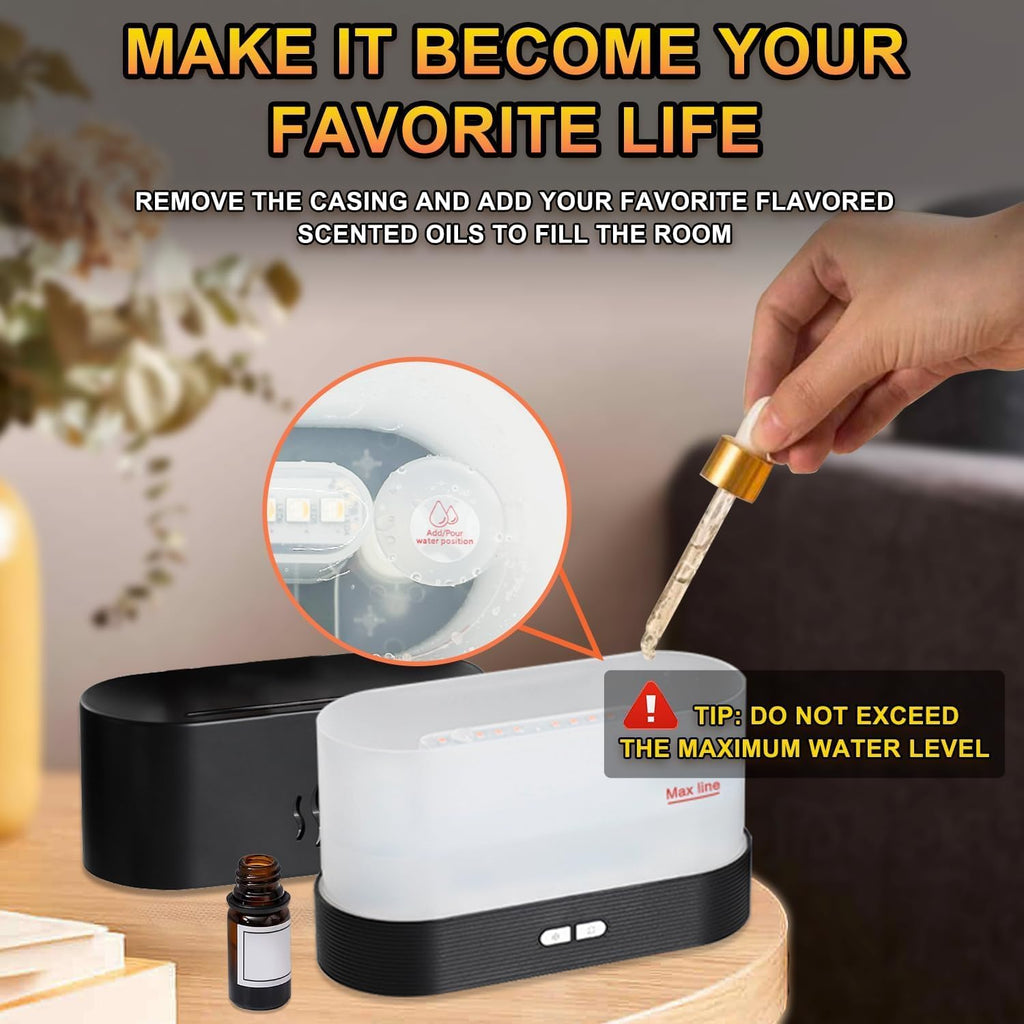 Aromatherapy Flame Light Quiet Mist Humidifiers Aroma Air Diffusers with Auto Shut-Off Protection Mini Flame Light Humidifier Atomization Auto Shut Off Night Light USB Humidifier