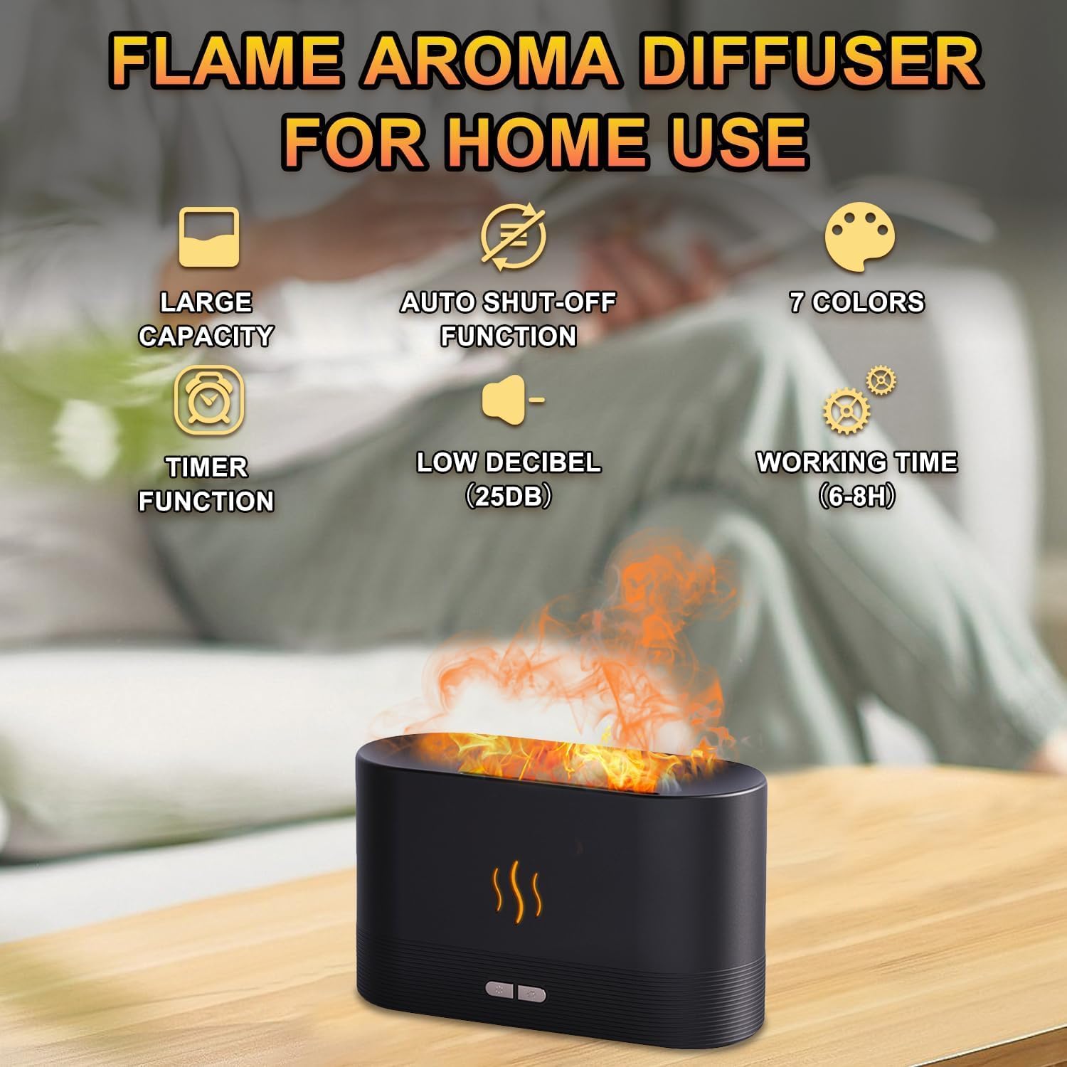Aromatherapy Flame Light Quiet Mist Humidifiers Aroma Air Diffusers with Auto Shut-Off Protection Mini Flame Light Humidifier Atomization Auto Shut Off Night Light USB Humidifier