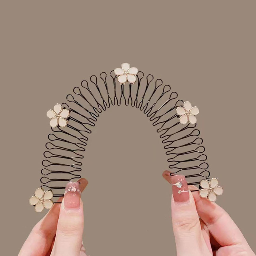 Stretchable Invisible Flower Hair Comb, U Shape Finishing Fixer, Cute Bun Holder Styling Accessory,