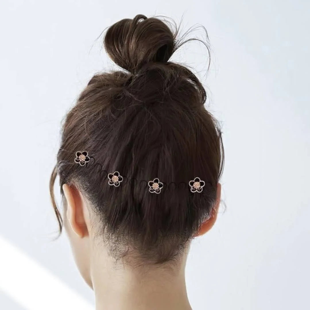 Stretchable Invisible Flower Hair Comb, U Shape Finishing Fixer, Cute Bun Holder Styling Accessory,