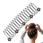 Stretchable Invisible Flower Hair Comb, U Shape Finishing Fixer, Cute Bun Holder Styling Accessory,