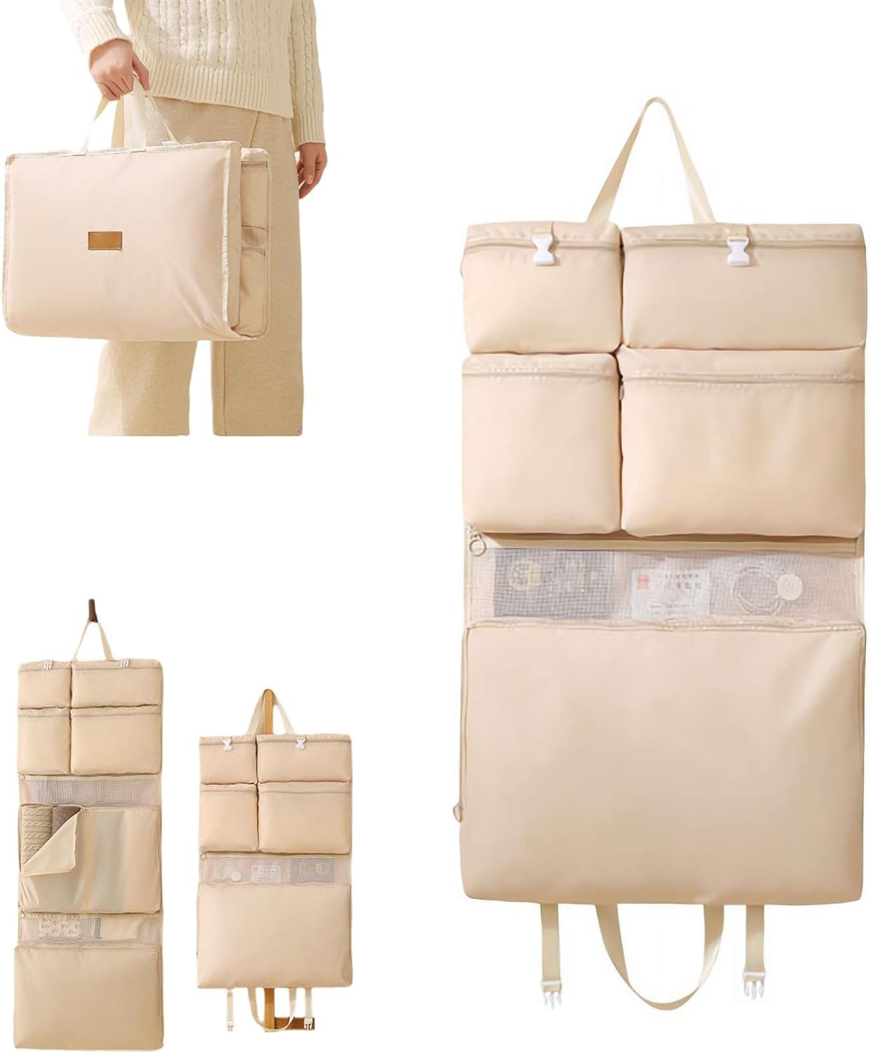 ZYOZ Foldable Hanging Bag, Travel Clothing Storage Bag, Luggage Packing Organizers, Storage Hanging Bags with Pockets, Multifunctional Wall-Mount Organizer for Travel & Home Secondary image