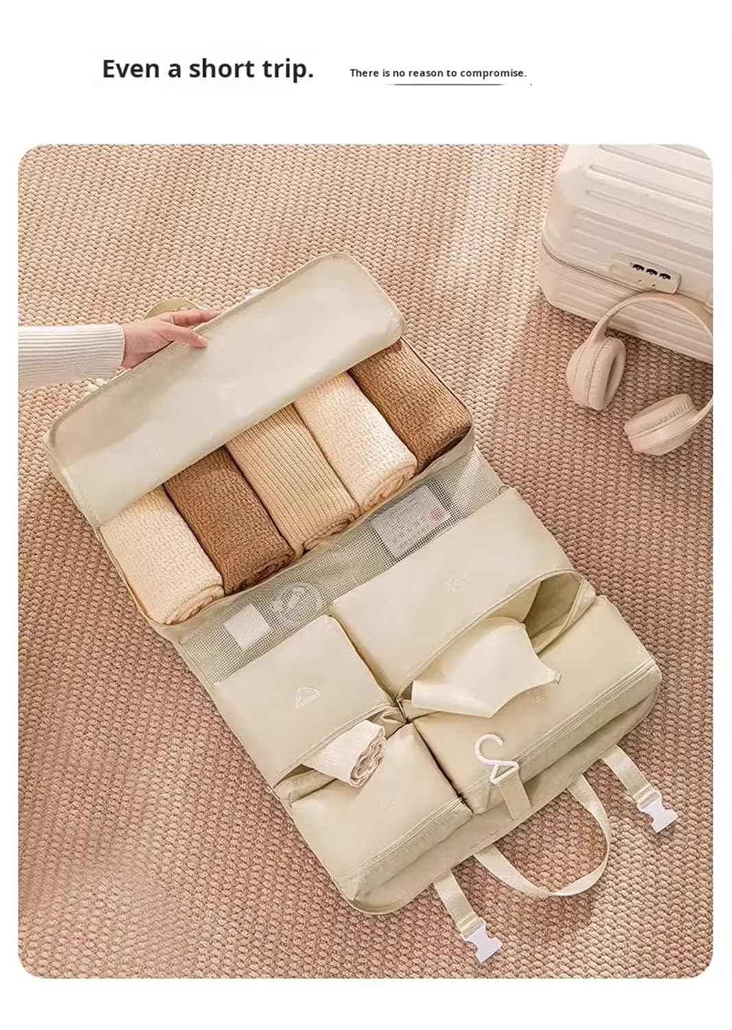 ZYOZ Foldable Hanging Bag, Travel Clothing Storage Bag, Luggage Packing Organizers, Storage Hanging Bags with Pockets, Multifunctional Wall-Mount Organizer for Travel & Home Main image