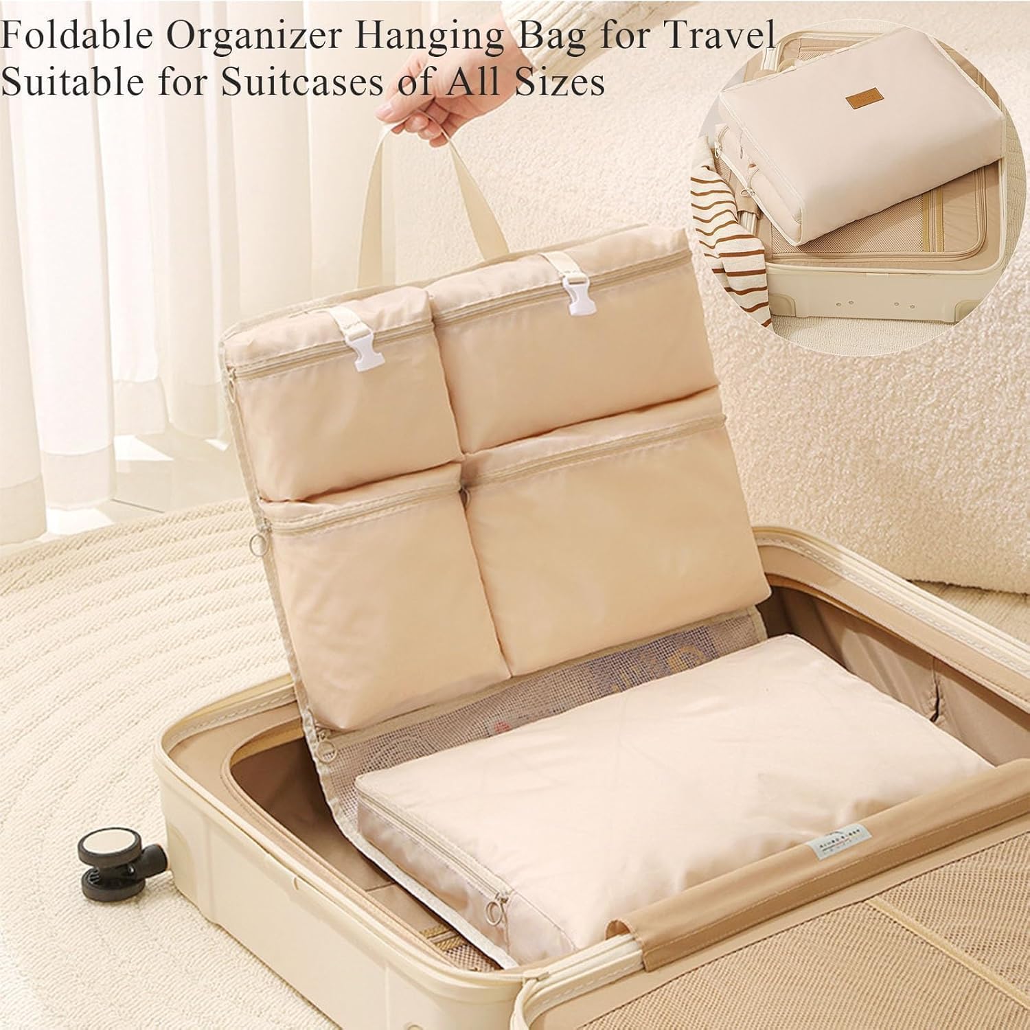 Foldable Hanging Bag, Travel Clothing Storage Bag, Luggage Packing Organizers, Storage Hanging Bags with Pockets, Multifunctional Wall-Mount Organizer for Travel & Home Secondary image