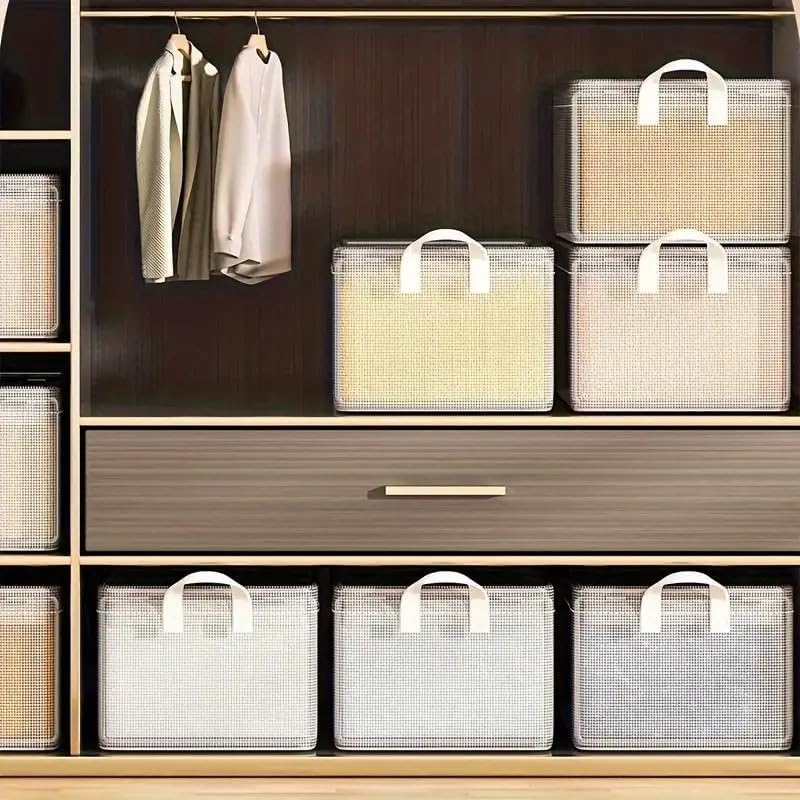 26-Liter Multi-Purpose Waterproof Foldable PVC Storage Box with Steel Frame: Transparent and Durable Clothes Open-Top Organizer for Wardrobe and Bedroom and Home Organization