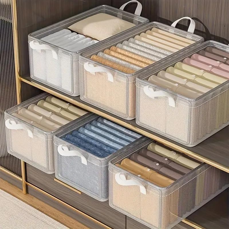26-Liter Multi-Purpose Waterproof Foldable PVC Storage Box with Steel Frame: Transparent and Durable Clothes Open-Top Organizer for Wardrobe and Bedroom and Home Organization