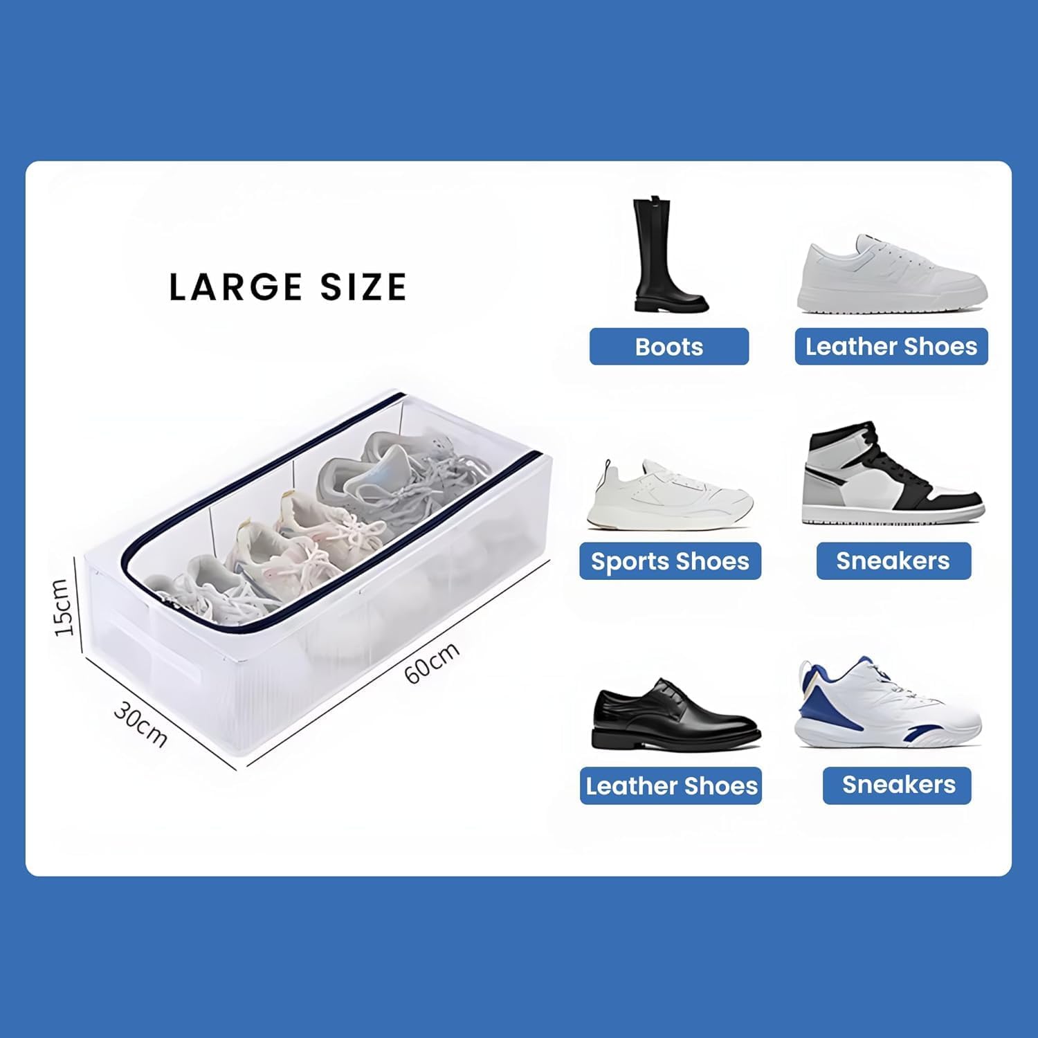 Clear Foldable Shoe Bag | Shoe Box Organizer | Transparent Shoe Rack | Dustproof Shoe Cover | Space-Saving Sneaker Box | Foldable & Easy to Clean | Storage Organizer Rack (1, Big)