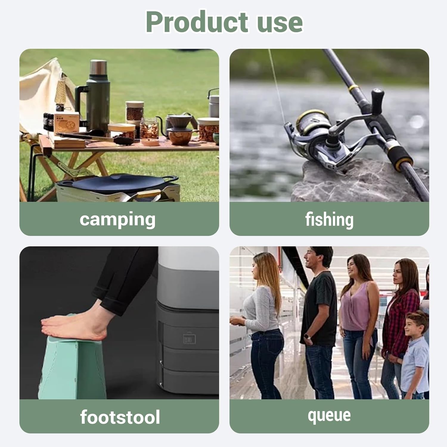 Multifunctional Foldable Stool & Collapsible Shopping & Fruit Basket for Camping, Fishing, Queueing, and Travel