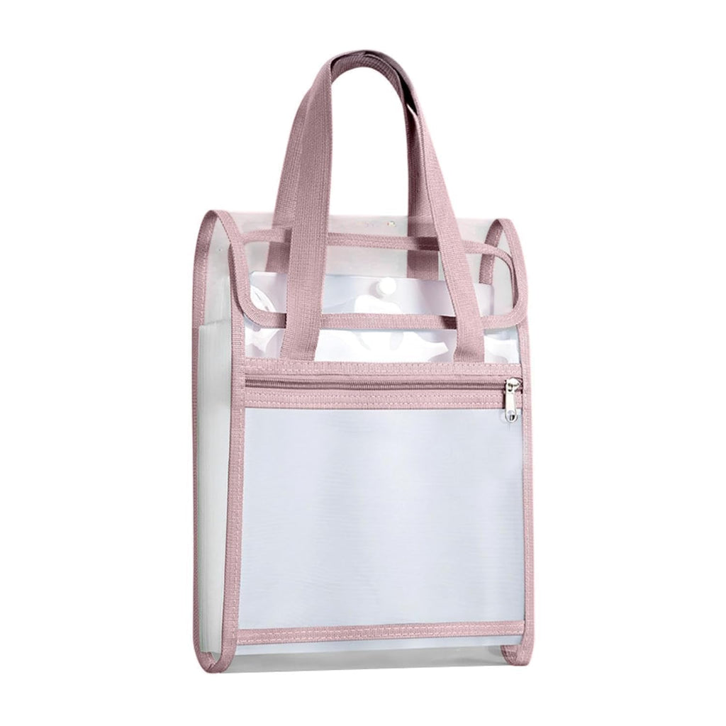 A4 Vertical File Holder Bag with Handle, Transparent Document Organizer Folder, Plastic File Storage with Zipper for Office, School & Exams