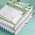 A4 Vertical File Holder Bag with Handle, Transparent Document Organizer Folder, Plastic File Storage with Zipper for Office, School & Exams