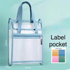 A4 Vertical File Holder Bag with Handle, Transparent Document Organizer Folder, Plastic File Storage with Zipper for Office, School & Exams
