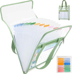 A4 Vertical File Holder Bag with Handle, Transparent Document Organizer Folder, Plastic File Storage with Zipper for Office, School & Exams