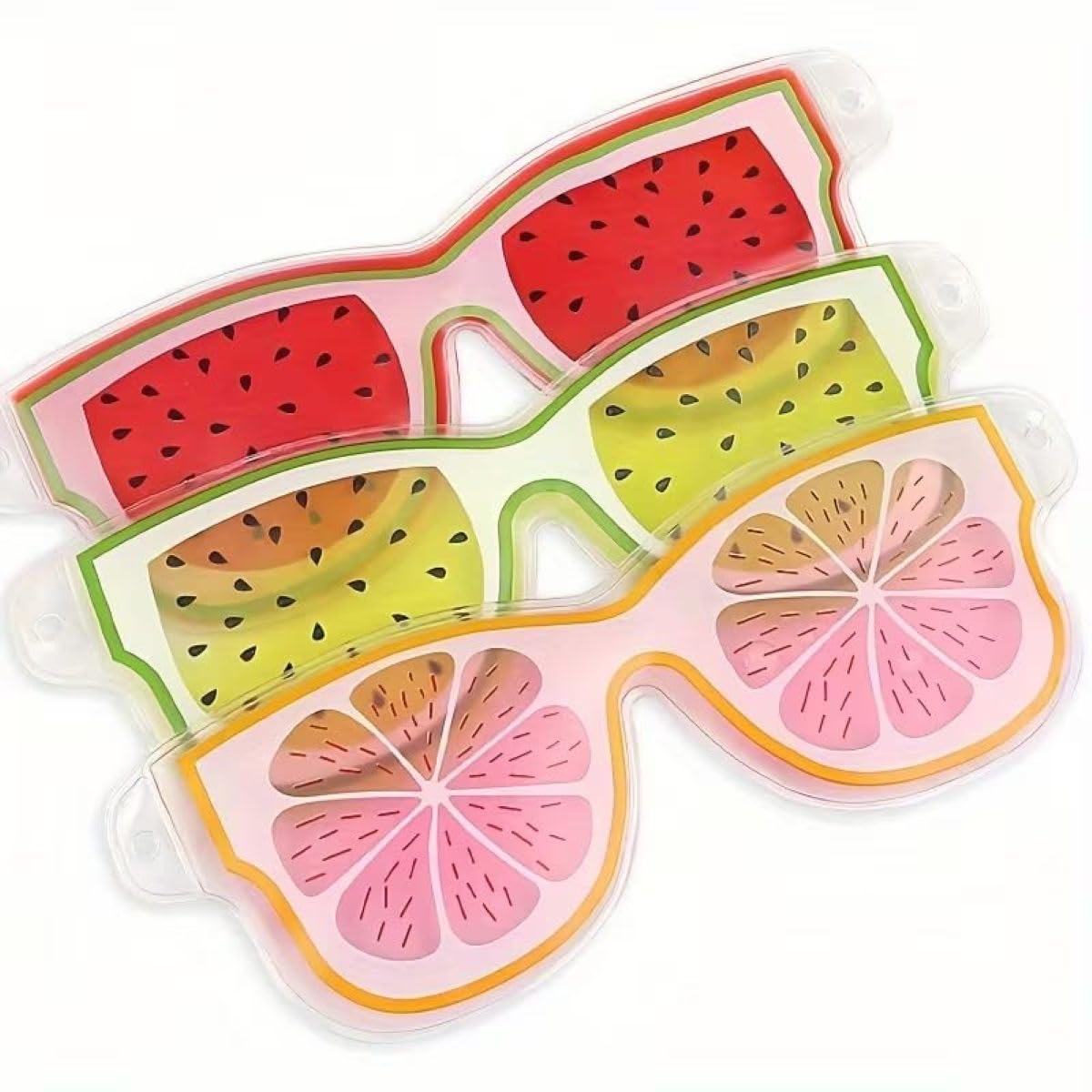 Fruity Gel Eye Mask with Hot & Cold Therapy for Dark Circles, Puffiness & Migraine Relief, Reusable Cooling & Heating Eye Compress with Adjustable Strap, Cute Fruit Design (1 Pc)