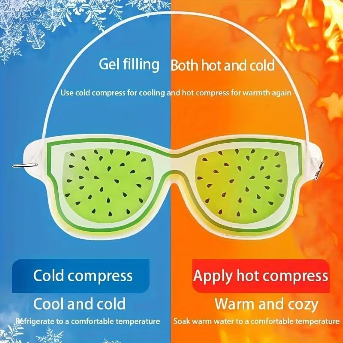Fruity Gel Eye Mask with Hot & Cold Therapy for Dark Circles, Puffiness & Migraine Relief, Reusable Cooling & Heating Eye Compress with Adjustable Strap, Cute Fruit Design (1 Pc)